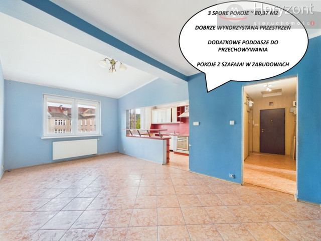 PRZESTRONNE 3 POKOJE | 80,37 m² | WAŁY CHROBREGO |